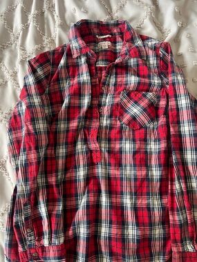 Merona Red and Navy Plaid Button-Front Shirt